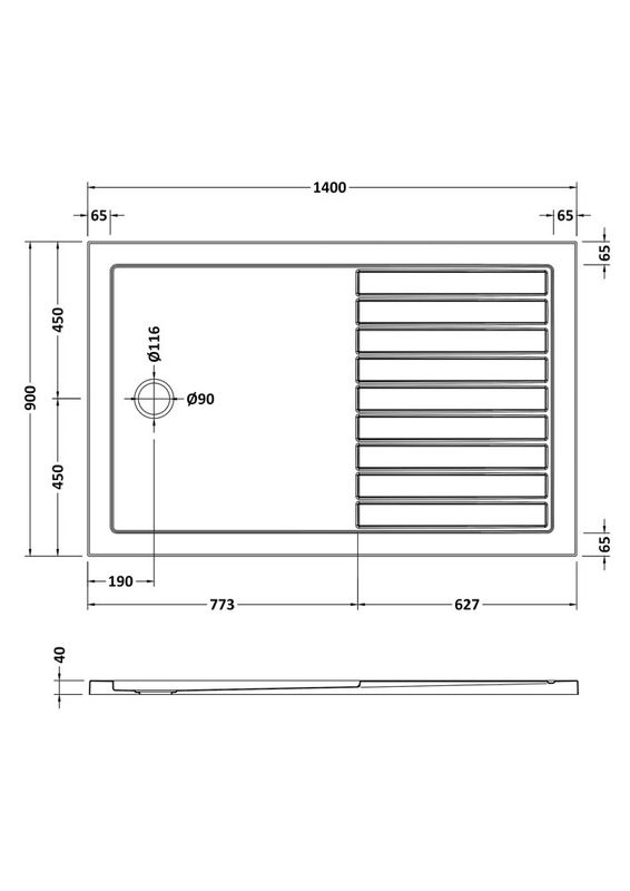 Nuie Pearlstone 1400mm x 900mm White Rectangular WalkIn Shower Tray