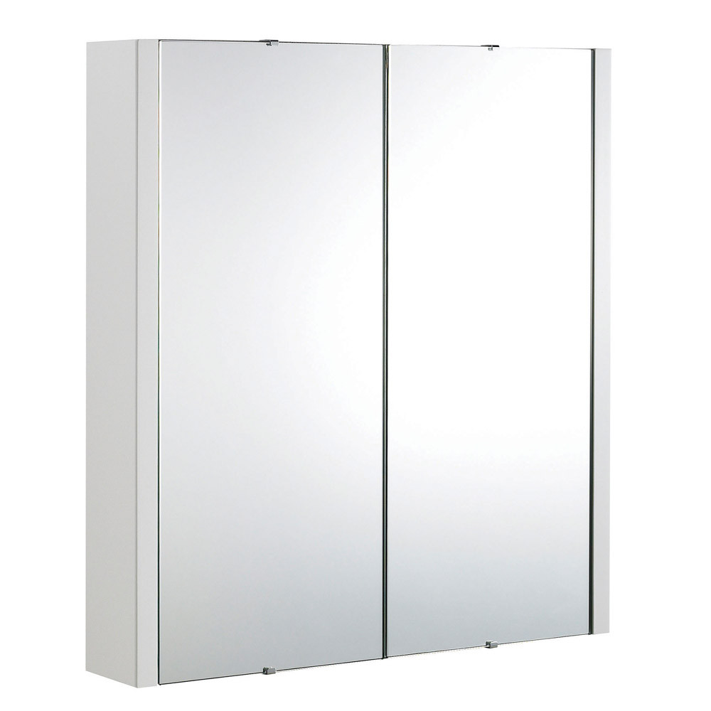 Nuie Turin 600mm White Gloss Wall Hung 2 Door Mirror Cabinet
