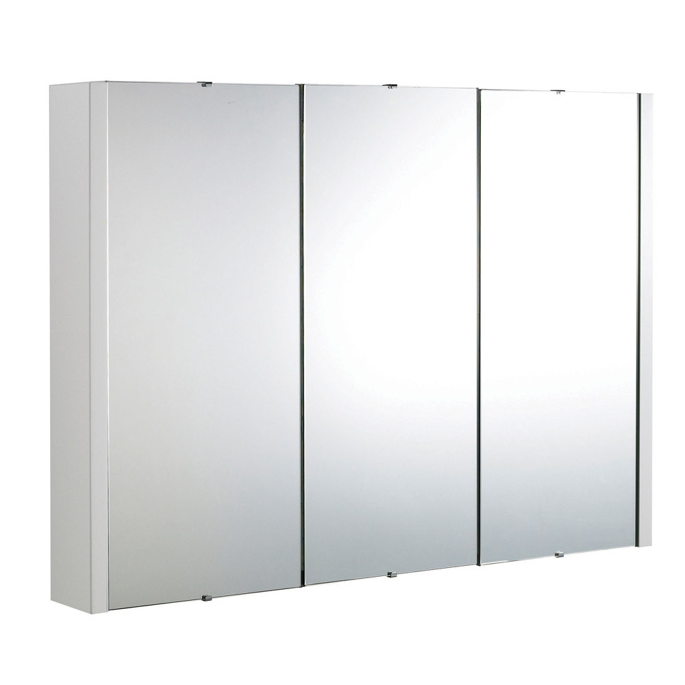 Nuie Turin 900mm White Gloss Wall Hung 3 Door Mirror Cabinet