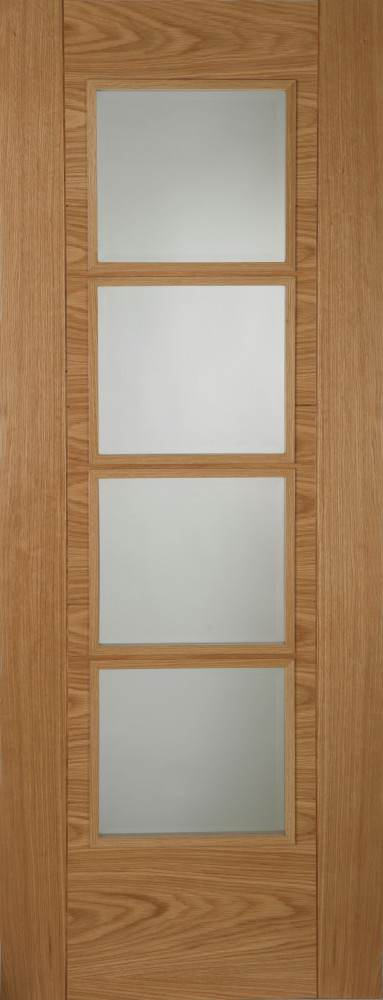 Door Superstore Fernworthy Contemporary Fully Finished Oak Clear Glass FD30 Fire Door