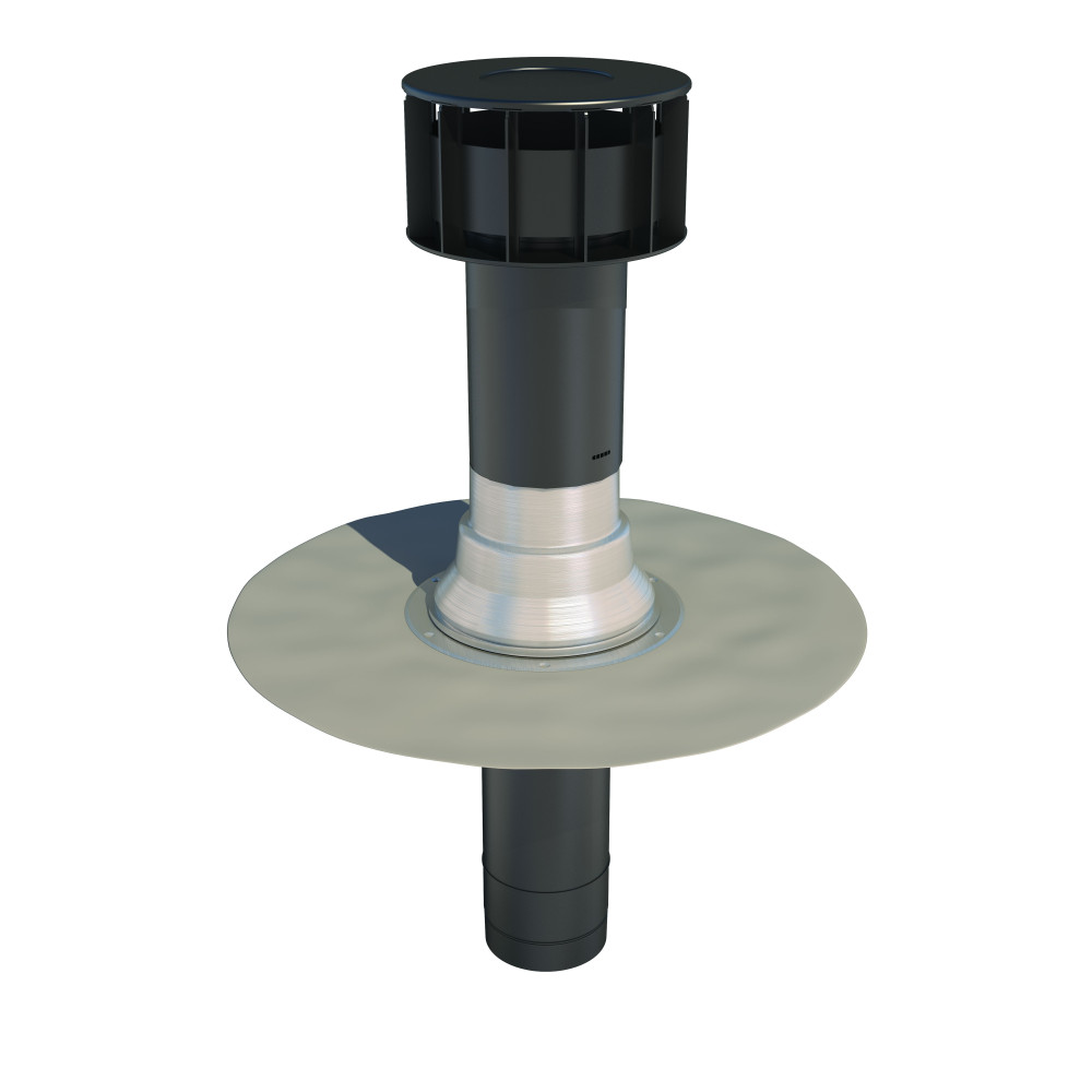 Ubbink OFT4 131mm Flat Roof Vent Terminal (Twin Wall) -  PVC Flange
