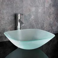 Padova 420mm Frosted Glass Square Countertop Basin