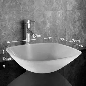 Padova 420mm Frosted Glass Square Countertop Basin