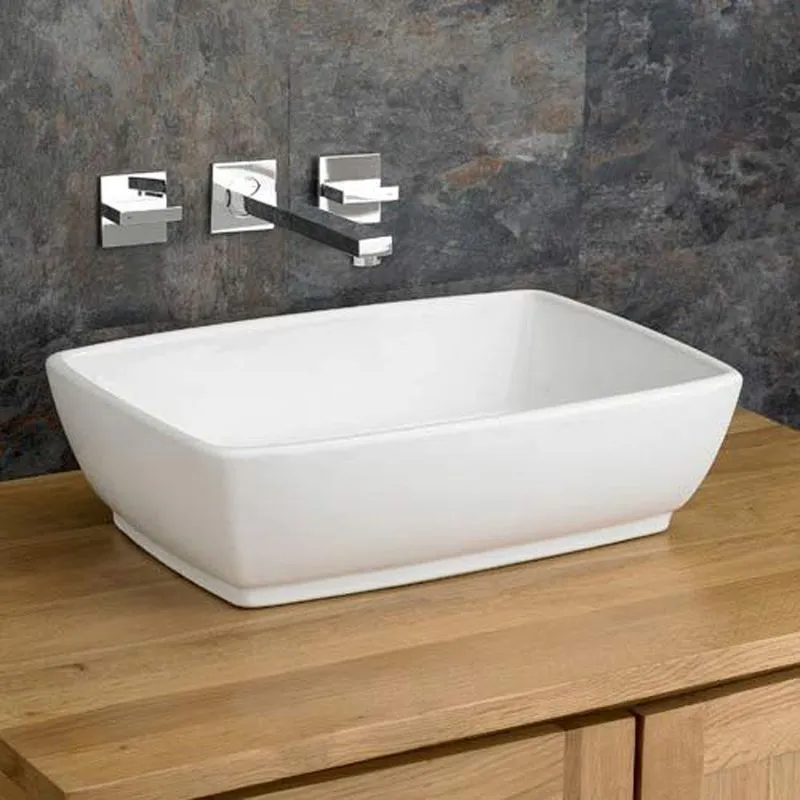 Palermo 480mm x 350mm White Ceramic Large Rectangular Basin | Drainage ...