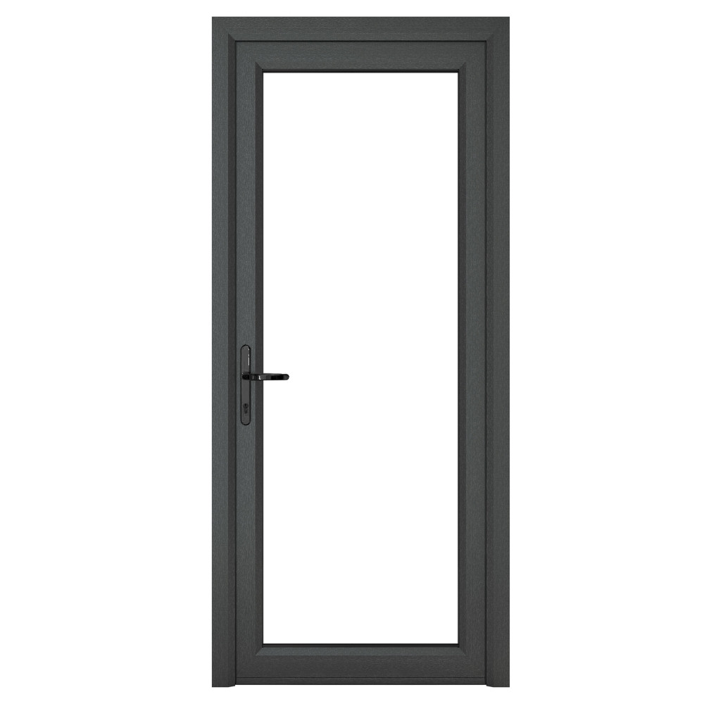 Crystal Triple Glazed Right Hand Side Hung Clear Full Glass Grey/White Single Door - 2090mm