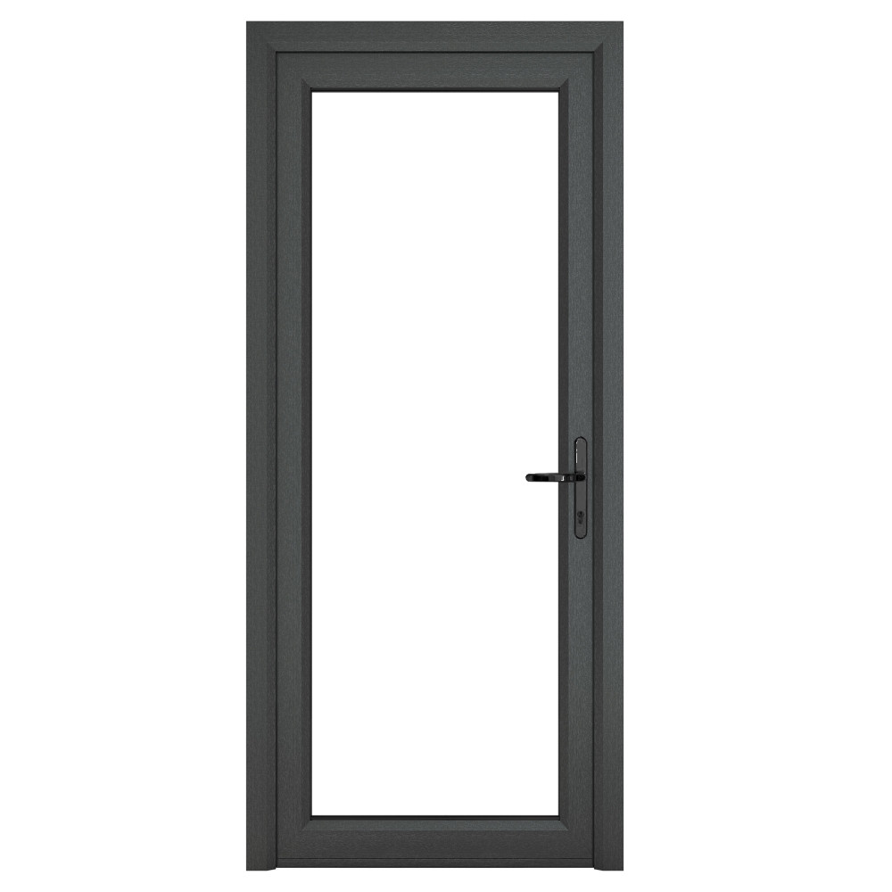 Crystal Triple Glazed Left Hand Side Hung Clear Full Glass Grey/White Single Door - 2090mm