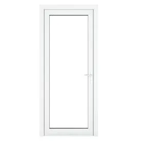 Crystal Triple Glazed Left Hand Side Hung Clear Full Glass White Single Door - 2090mm