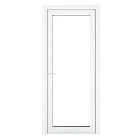 Crystal Triple Glazed Right Hand Side Hung Clear Full Glass White Single Door - 2090mm