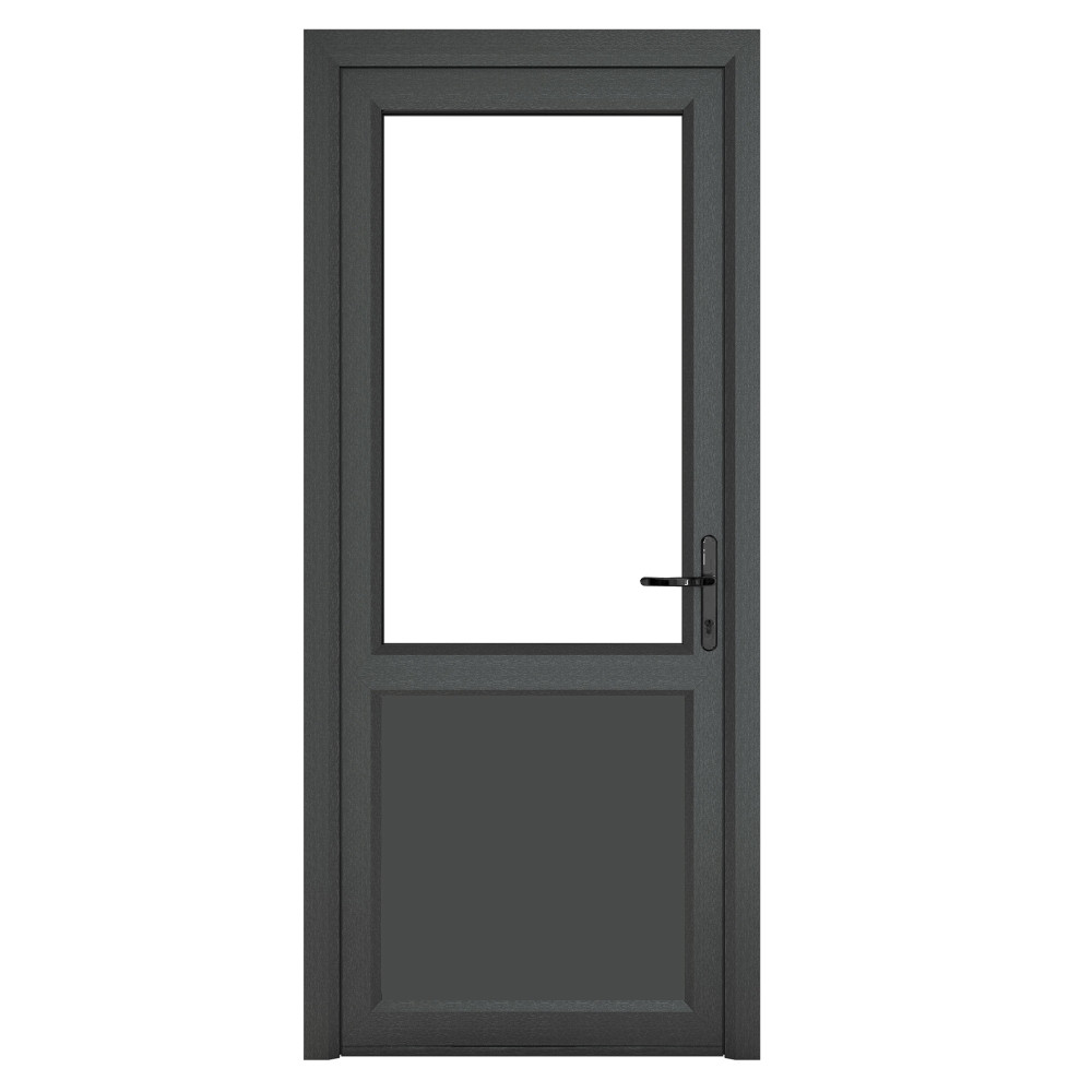 Crystal Triple Glazed Left Hand Side Hung Clear Half Panel Grey/White Single Door - 2090mm