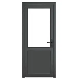 Crystal Triple Glazed Left Hand Side Hung Clear Half Panel Grey/White Single Door - 2090mm