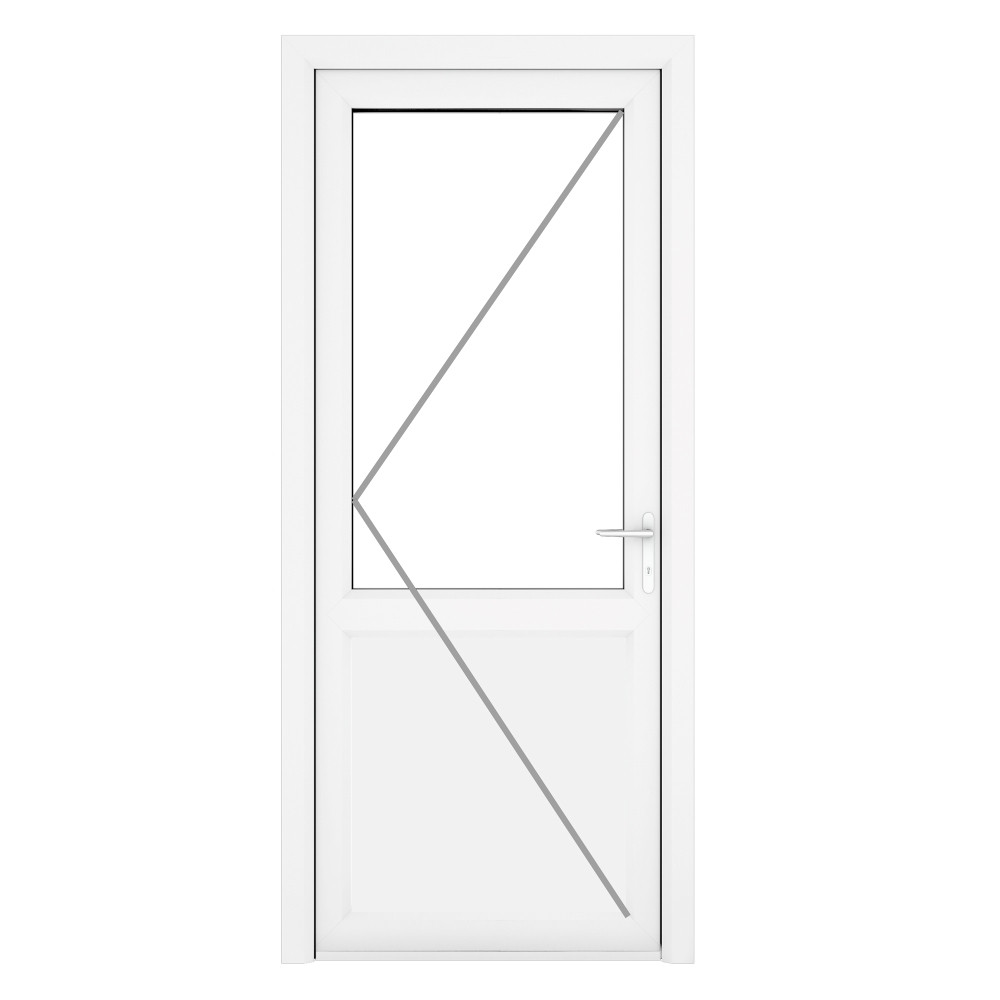 Crystal Triple Glazed Left Hand Side Hung Clear Half Panel White Single Door - 2090mm
