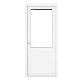 Crystal Triple Glazed Right Hand Side Hung Clear Half Panel White Single Door - 2090mm