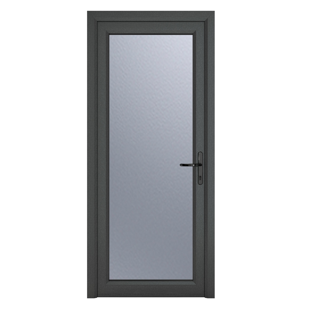 Crystal Triple Glazed Left Hand Side Hung Obscure Full Glass Grey/White Single Door - 2090mm