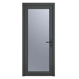 Crystal Triple Glazed Left Hand Side Hung Obscure Full Glass Grey/White Single Door - 2090mm