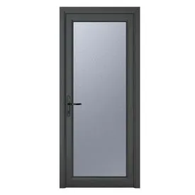 Crystal Triple Glazed Right Hand Side Hung Obscure Full Glass Grey/White Single Door - 2090mm