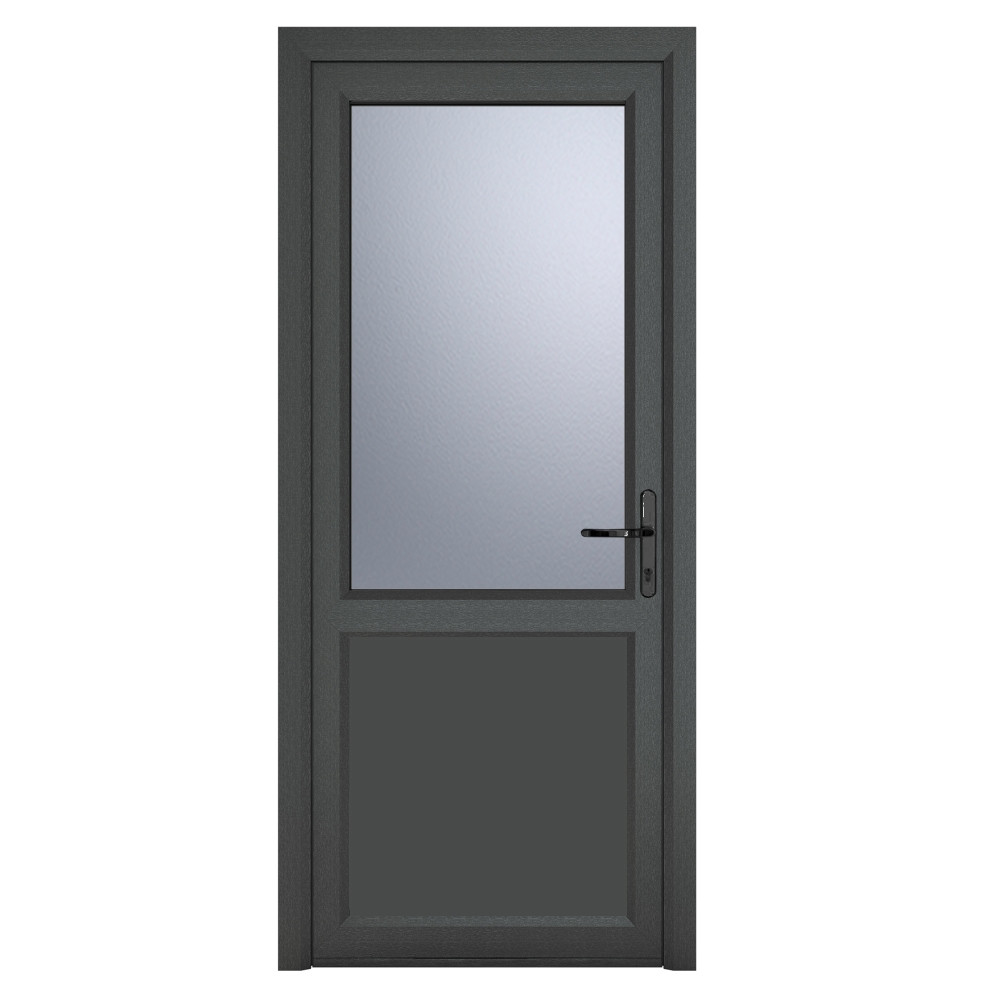 Crystal Triple Glazed Left Hand Side Hung Obscure Half Panel Grey/White Single Door - 2090mm