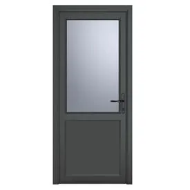 Crystal Triple Glazed Left Hand Side Hung Obscure Half Panel Grey/White Single Door - 2090mm