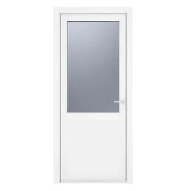 Crystal Triple Glazed Right Hand Side Hung Obscure Half Panel White Single Door - 2090mm