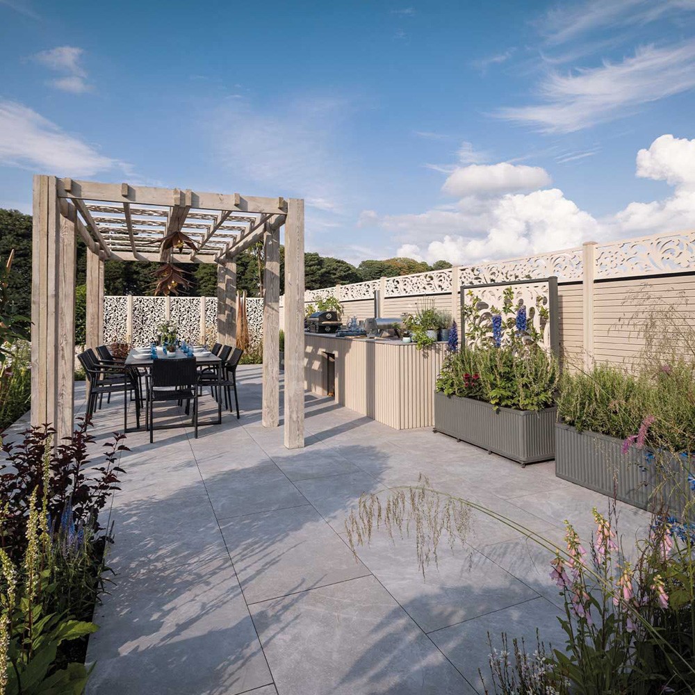 Pavestone Amalfi Gris Light Grey Porcelain Paving Slabs - 900mm x 600mm