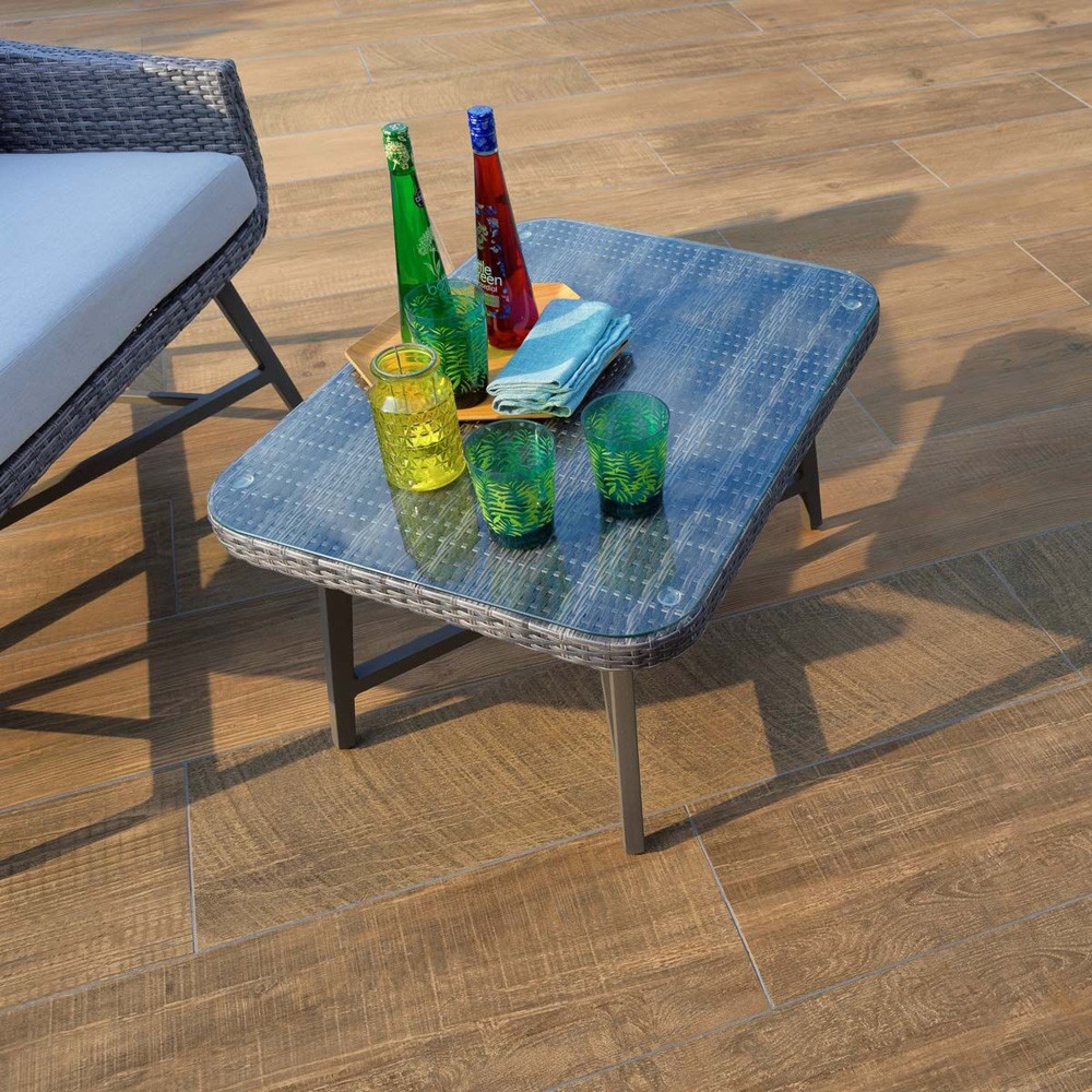 Pavestone Deckwood Coco Wood-Effect Porcelain Plank Paving Slabs - 1200mm x 295mm