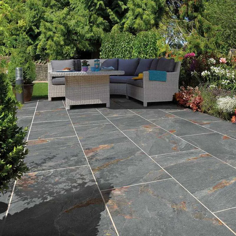 Pavstone Pavestone Discovery Rusty Slate Large Porcelain Paving Slabs - 1200mm x ...