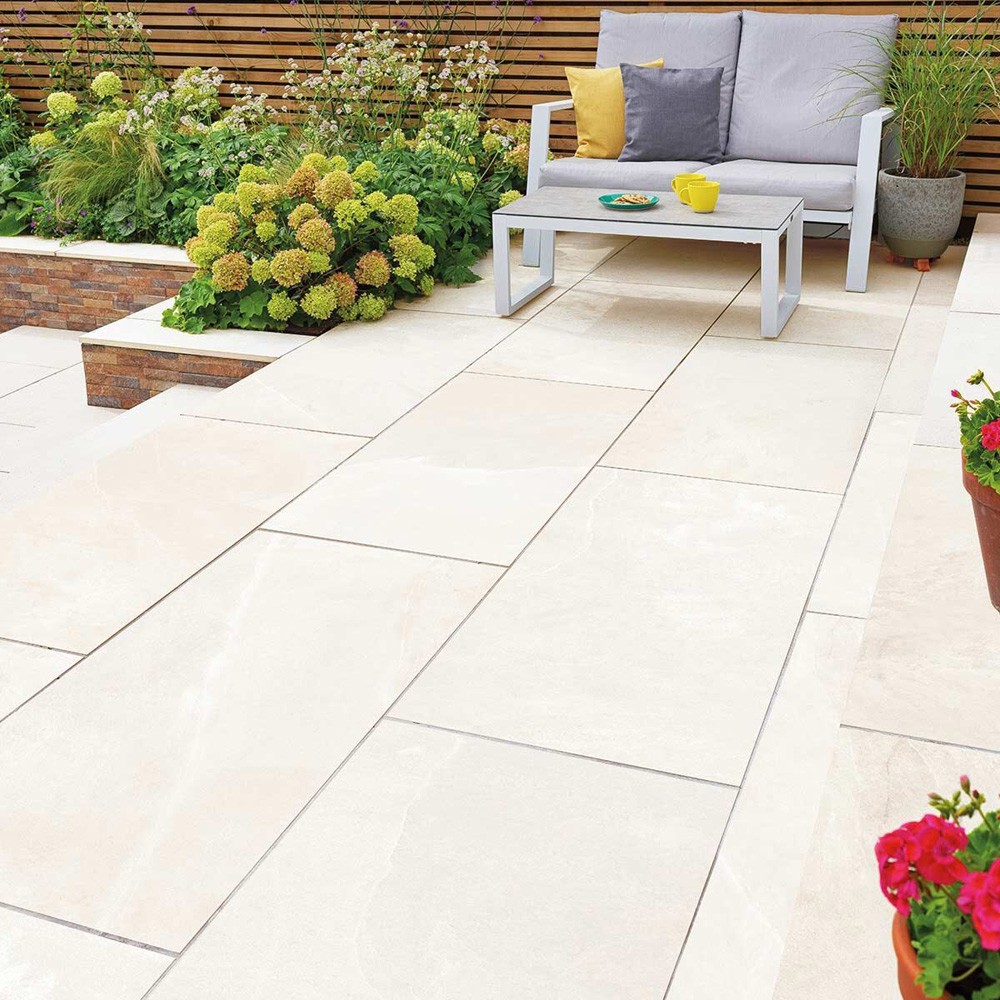 Pavestone Discovery White Large Porcelain Paving Slabs - 1200mm x 600mm