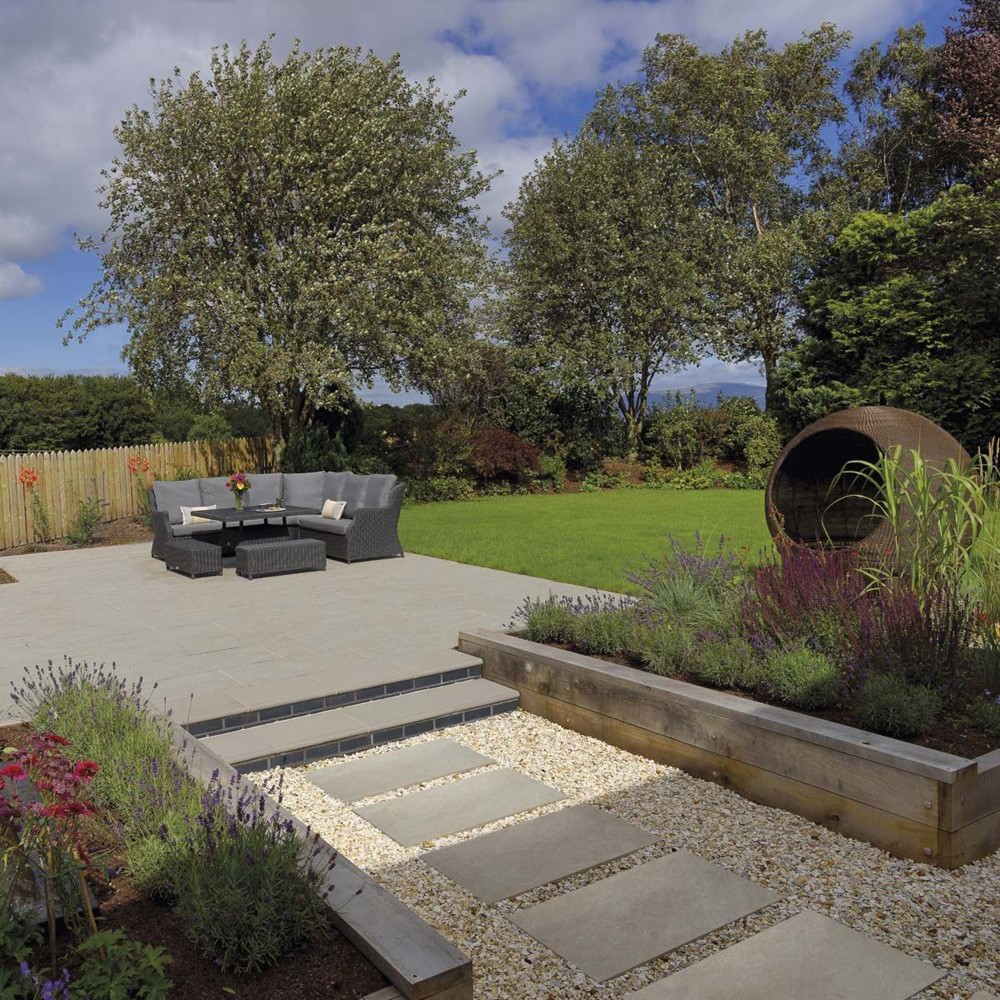 Pavestone Evo Quartz White Porcelain Patio Paving Slabs - 900mm x 600mm