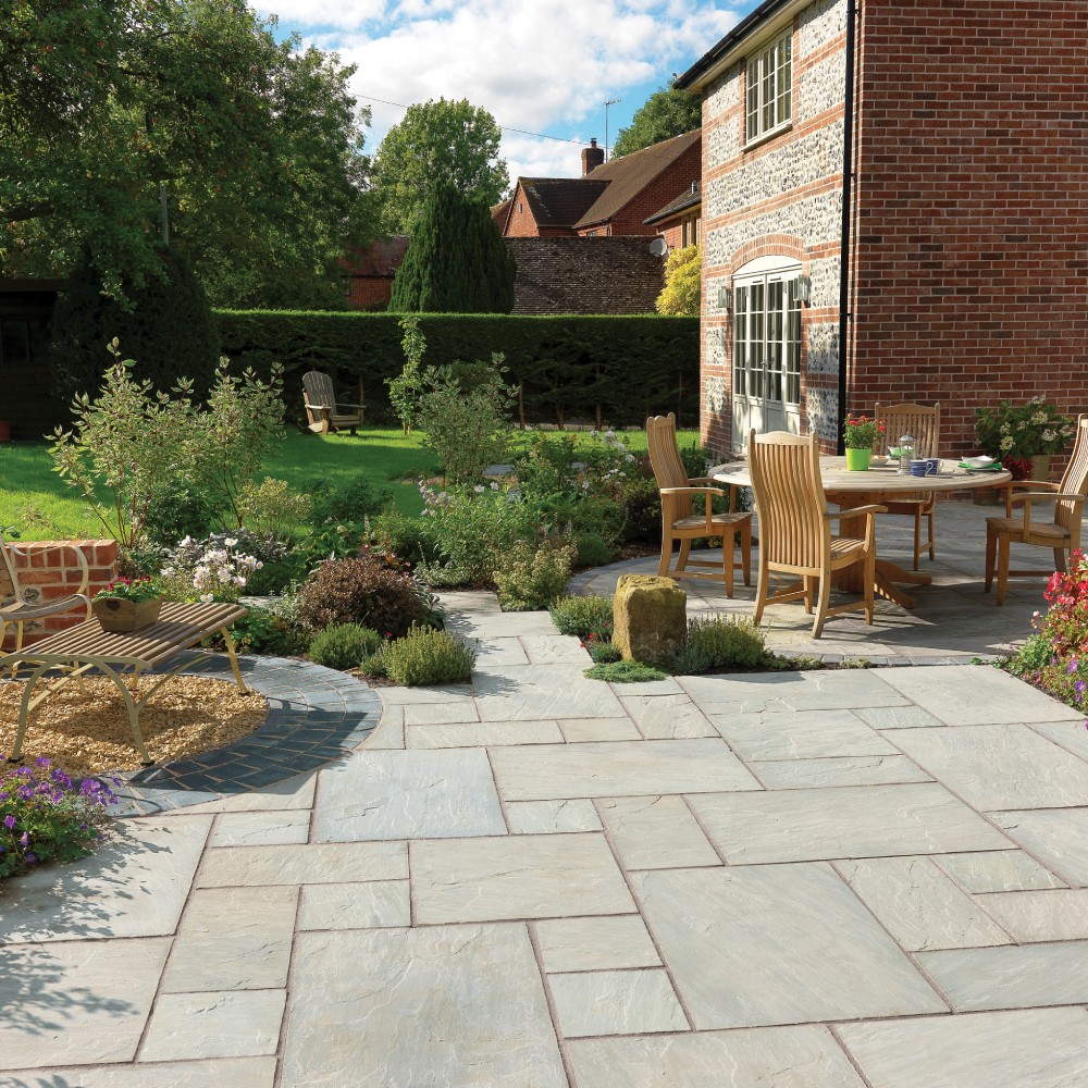 Pavestone Light Grey Indian Sandstone Paving Slabs