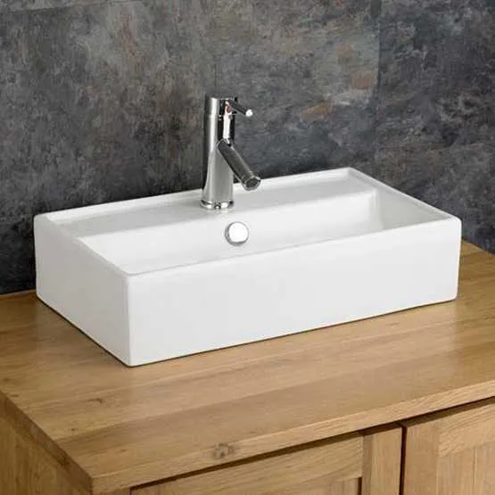 Perugia 550mm x 320mm White Ceramic Narrow Rectangular Basin | clickbasin®
