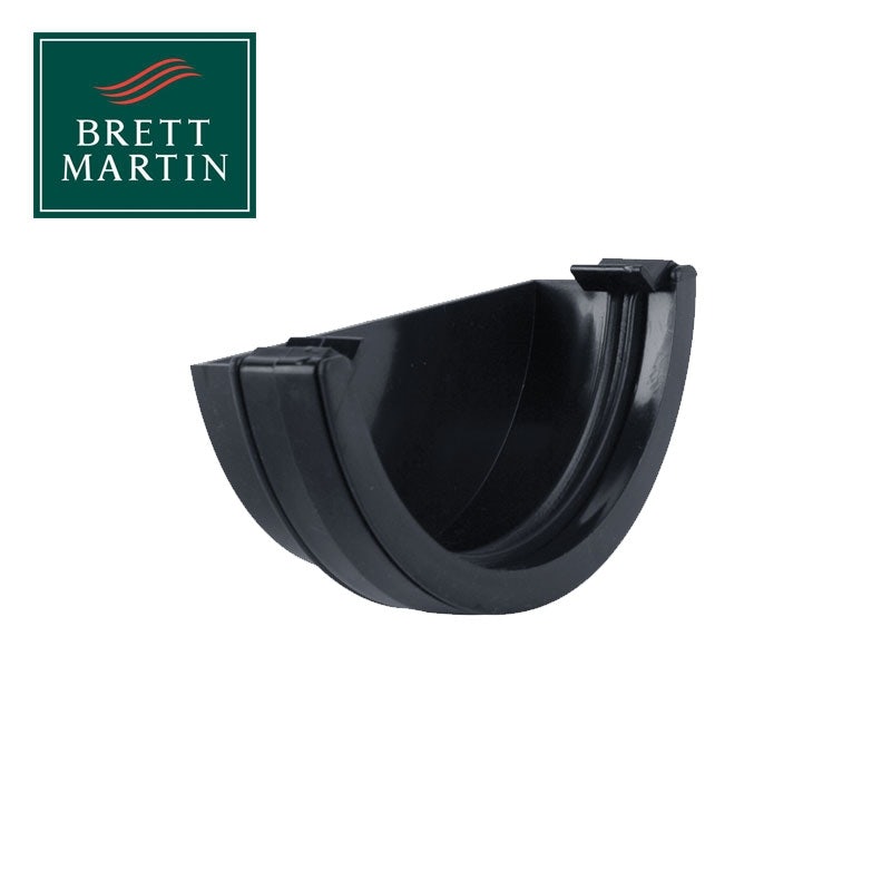Plastic Guttering Half Round External Stopend 112mm - Anthracite Grey
