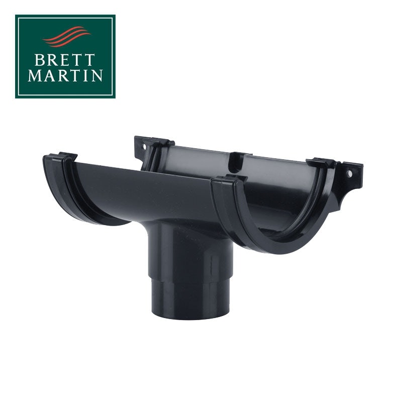 Plastic Guttering Half Round Running Outlet 112mm - Anthracite Grey