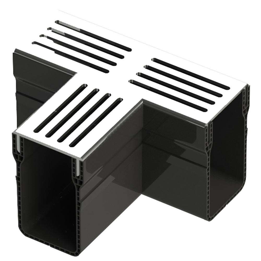 Polydrain A15 Threshold Channel Drain Silver Aluminium T-Junction
