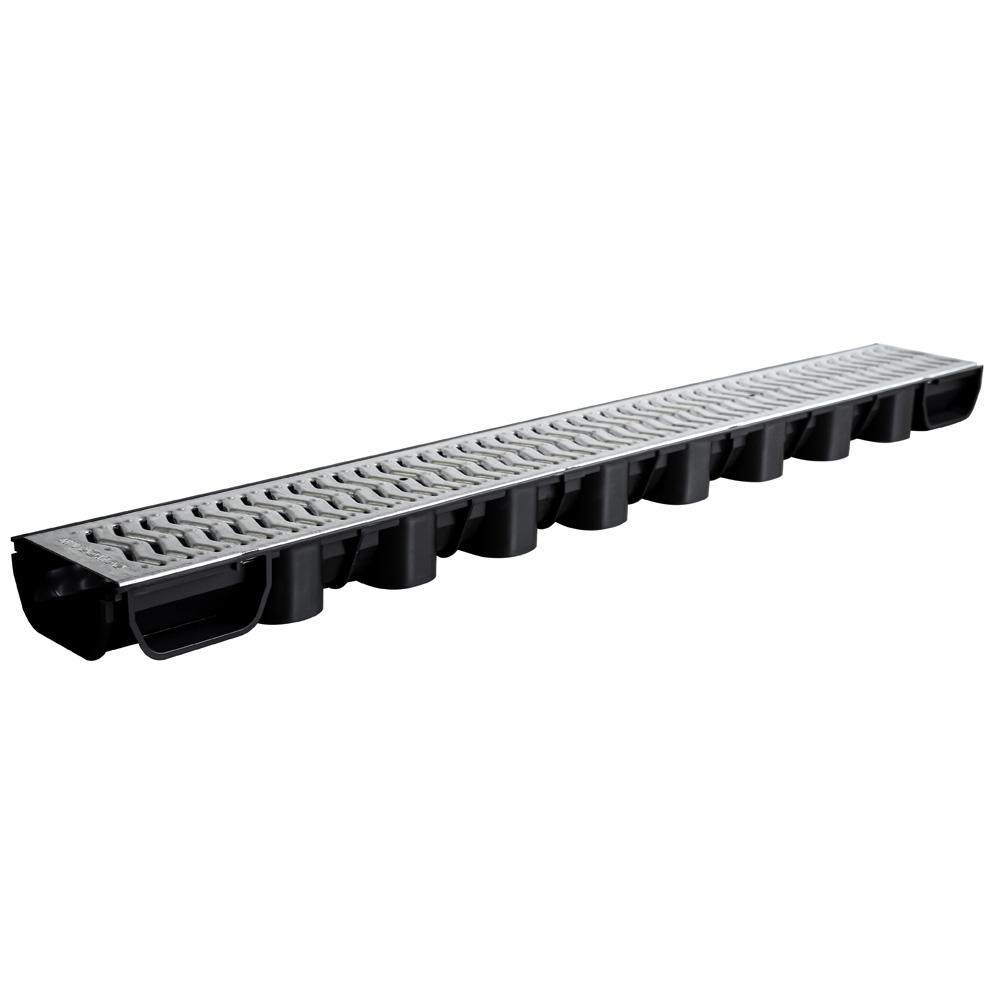 Polydrain A15 Low Flow Plastic Channel Drain with Galvanised Grating - 1m Length