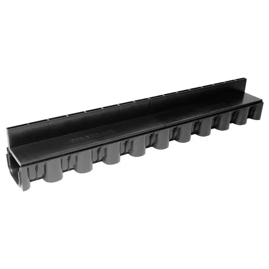 Flow Rake Sewer Polydrain A15 Shallow Flow Slot Drain in Black Plastic - 1m Length ...
