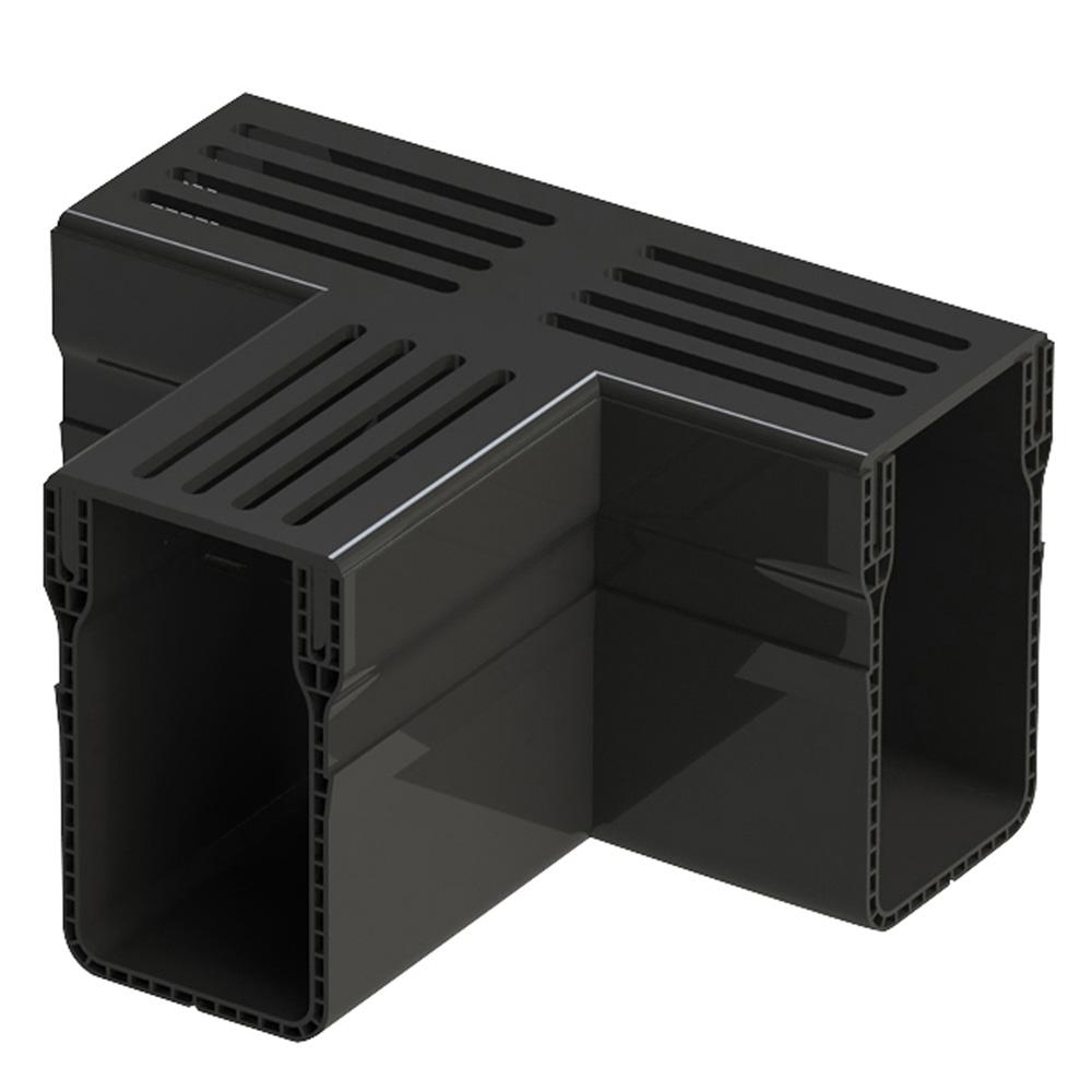 Polydrain A15 Threshold Channel Drain Black Aluminium T-Junction