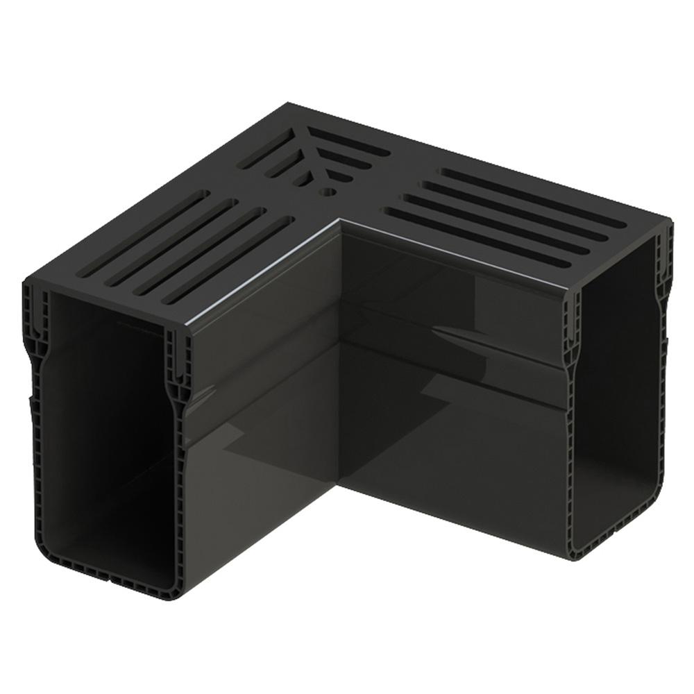 Polydrain A15 Threshold Channel Drain Black Aluminium Corner Unit