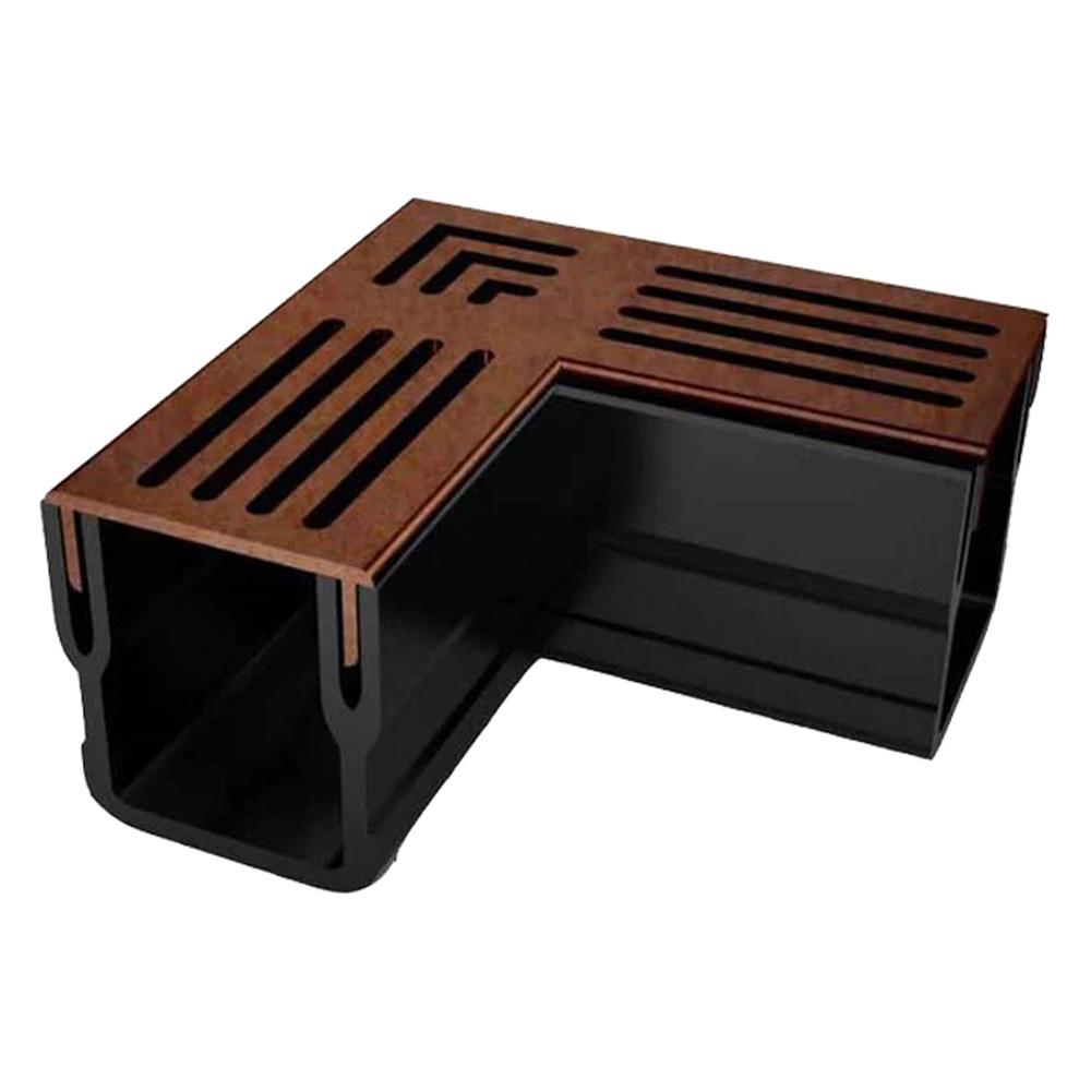 Polydrain A15 Threshold Channel Drain Corten Steel Corner Unit