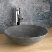 Portici 400mm Black Limestone Round Countertop Basin