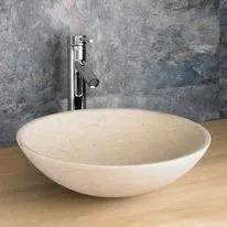 Portici 400mm Cream Limestone Round Countertop Basin