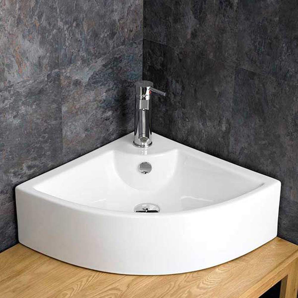 Clickbasin White Prato 660Mm Ceramic Large Curved Corner Basin
