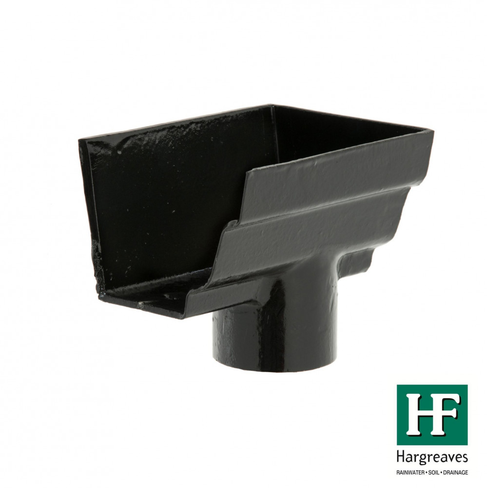 Cast Iron H16 Moulded Guttering 65mm External Dropend - 125mm x 100mm Black