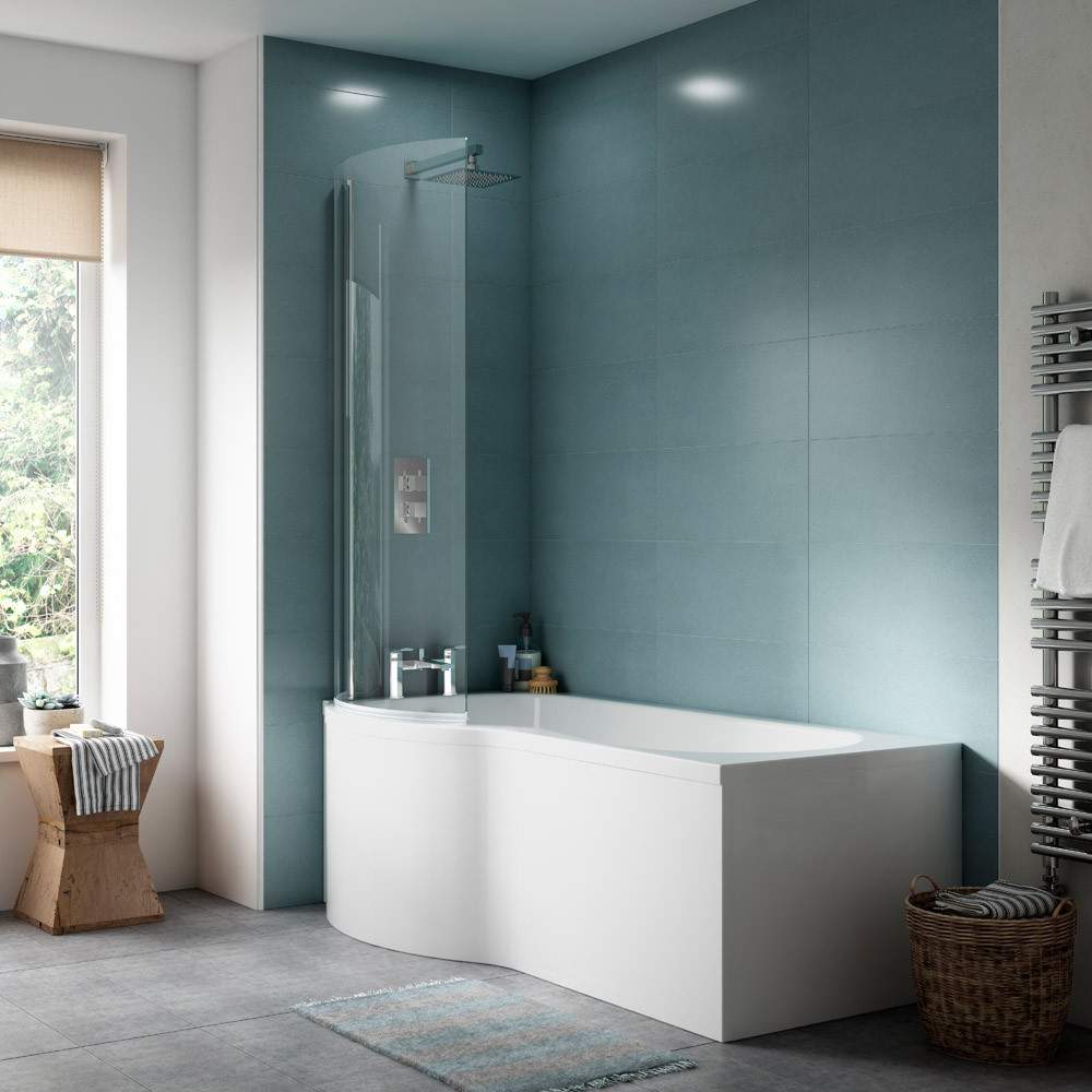 Nuie White 1600Mm Shower P-Shaped Bath Front Panel Acrylic