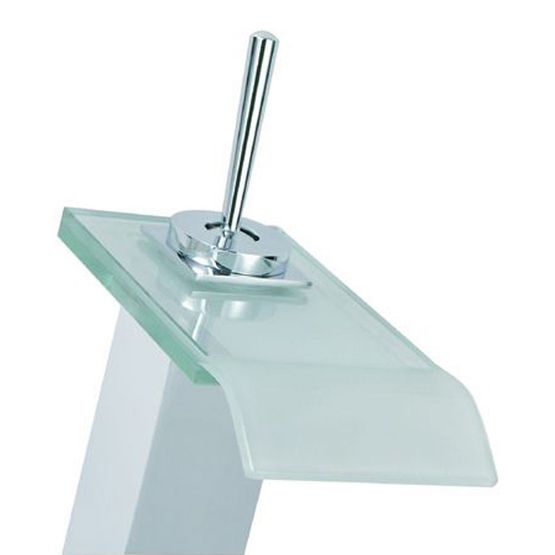 Quadrato Angled Glass Spout Waterfall Single Lever Basin Mixer Tap ...