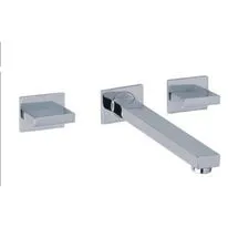 Quadrato Chrome Three Hole Tap with Straight Spout Basin Mixer Tap