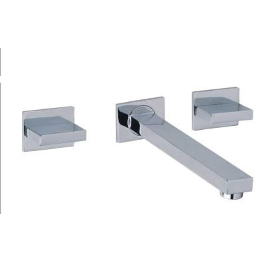 Clickbasin Chrome Quadrato Three Hole Tap With Straight Spout Basin Mixer Tap