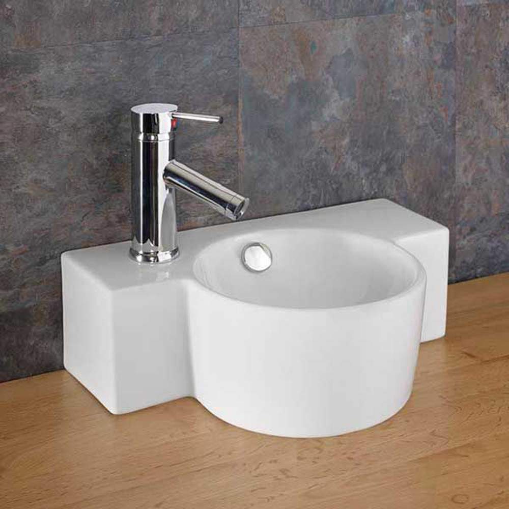 Clickbasin White Raguso 400Mm X 280Mm Ceramic Narrow Rectangular Cloakroom Basin