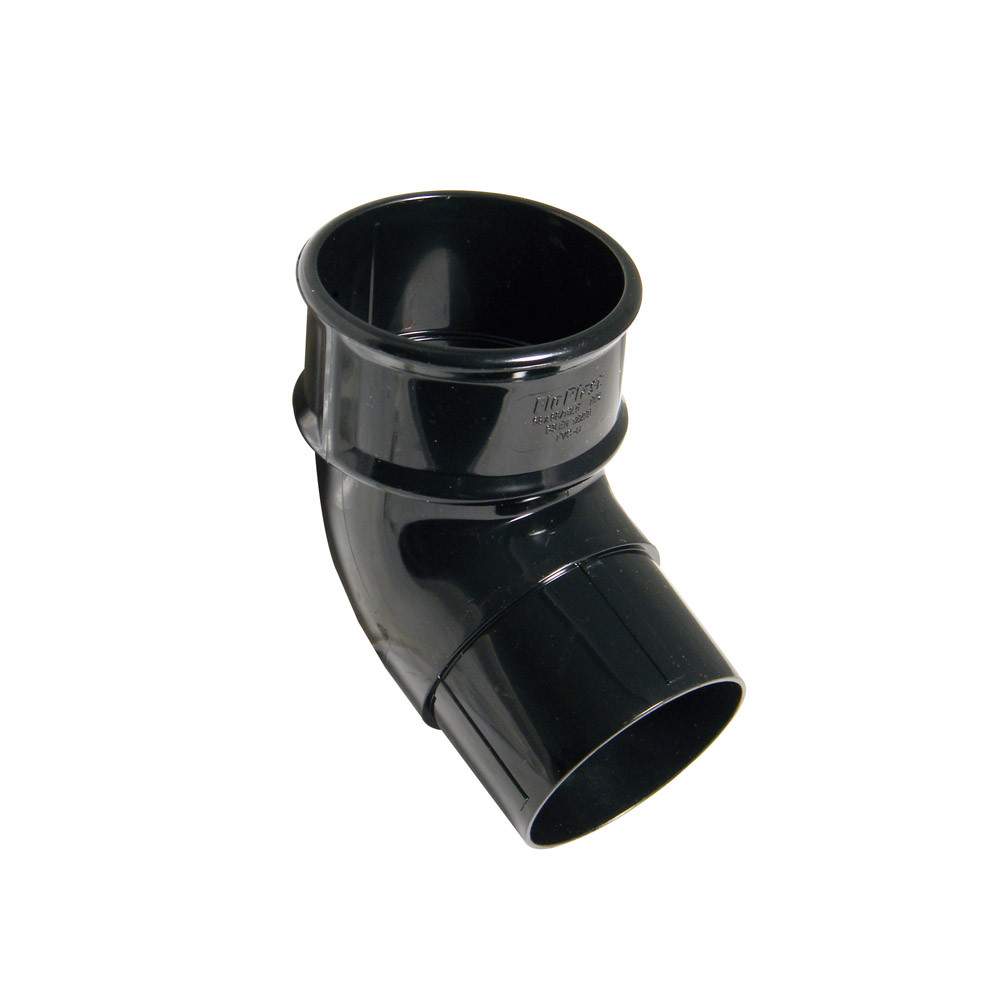 Flo Plast Black Floplast Plastic Guttering 68Mm Round Downpipe 112.5Dg Offset Bend Upvc