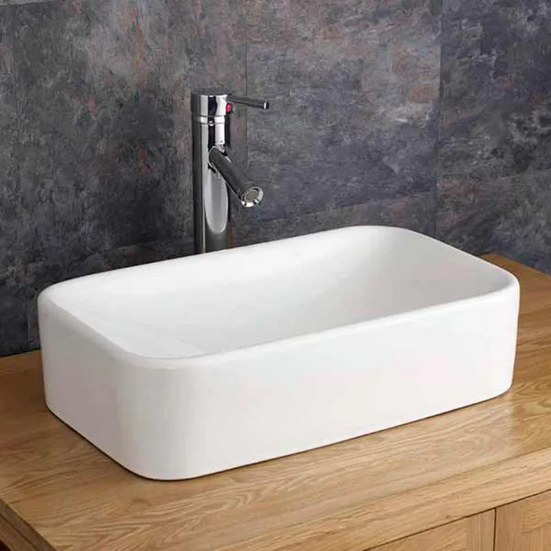 Reggio 490mm x 300mm White Ceramic Rectangular Countertop Basin ...