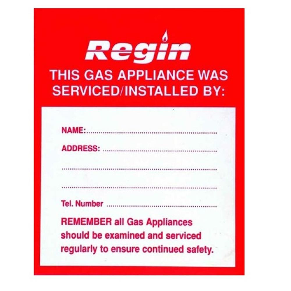 Regin REGP10 Gas Appliance Serviced Sticker (Pack Of 8)