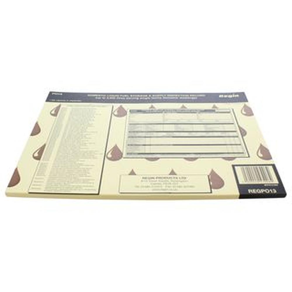 Regin REGPO13 Domestic Oil Storage/Spillage/Fire Risk Assessment Pad
